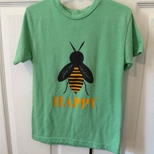 Green and Black Short Sleeve Tee with Bee Design